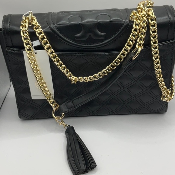 TORY BURCH AUTHENTIC BLACK QUILTED LEATHER ALEXA HANDBAG - Picture 2 of 6